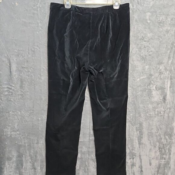 Talbots Women's sz 12 High Waist Straight Leg Black Velvet velour Pants stretch - Picture 6 of 10